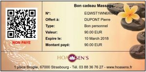 Bon cadeau pour un massage chez Hoasens à Strasbourg