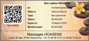 bon cadeau pour un massage chez BAN SABAÏ à Strasbourg